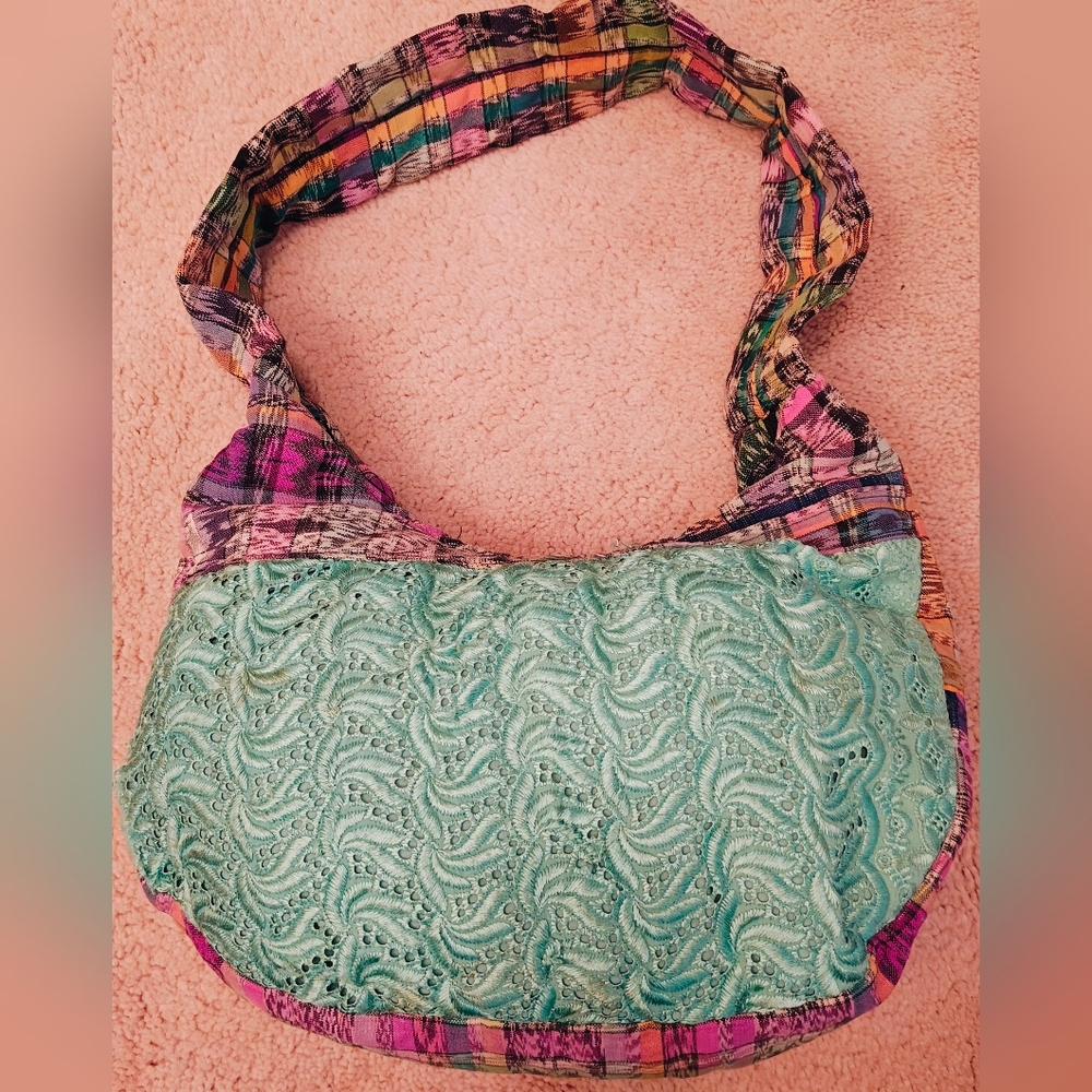 Vtg Patchwork Multi Pattern Double Sided Beaded E… - image 5